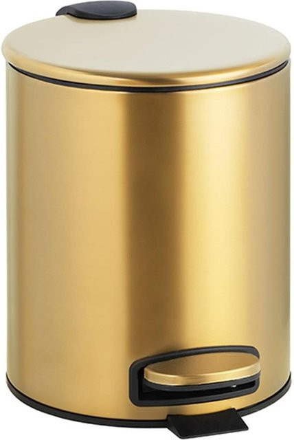 Brillantbad BABLO Abfalleimer Edelstahl Gold matt mit Pedal, 5 Liter, B/T/H: 26,0 x 26,5 x 26,5 cm - Bild 1