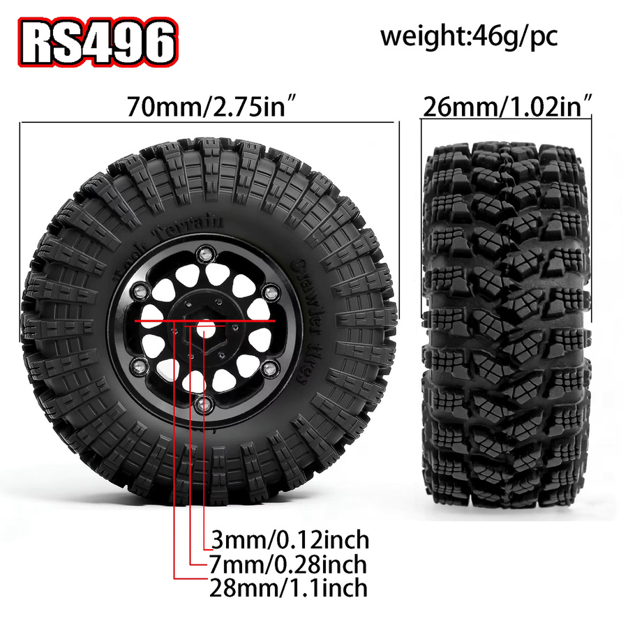 RS Aluminium Beadlock-Radreifen, 1,3 Zoll, Schwarz, Metall, für 1:18 Fahrzeuge - Bild 3