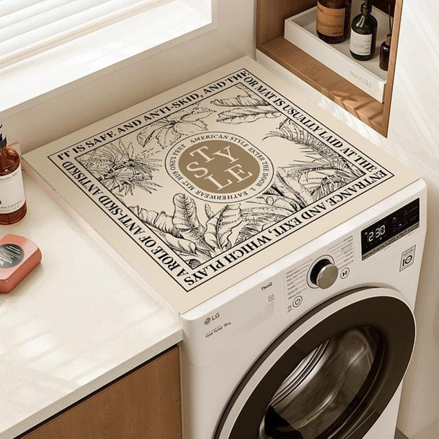 Saugfähige Staubschutz Abdeckung für Waschmaschine und Kühlschrank als Nachttischmatte, Orange und Beige, B/T: 50 x 60 cm - Bild 1