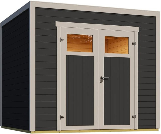 Weka Gartenhaus Batu 1,5 Log Cabin mit Flachdach in Dark Grey, B/T: 250 x 200 cm - Bild 1