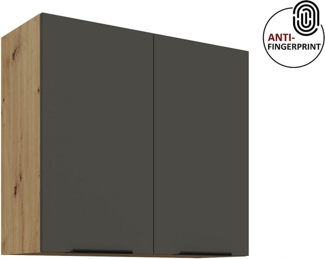 Küchen Hängeschrank ARIA in Anthrazit Matt mit Anti-Fingerprint-Beschichtung, Breite: 80 cm, Höhe: 72 cm, Tiefe: 2 cm - Bild 1