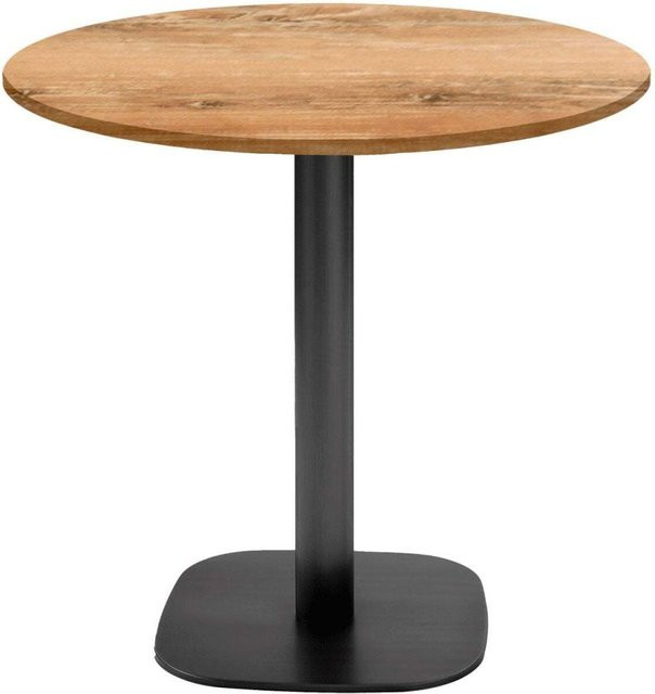 RestooTab Tisch Round runder Esstisch in Eiche Antik mit schwarzem Gestell, Höhe: 75 cm, Durchmesser: 70 cm - Bild 1