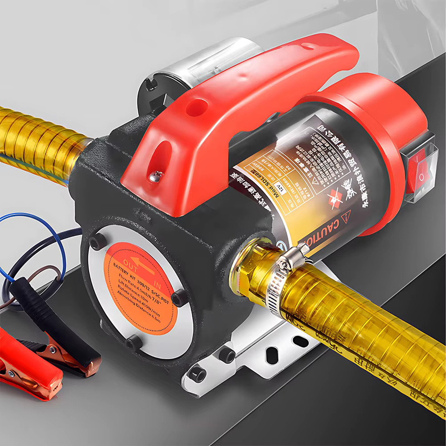 xmshxltd Kraftstoff-Förderpumpe für Diesel und Öl, 12V/24V, 60L/min, Selbstansaugend mit Automatischer Abschaltung, Farbe: Rot - Bild 4