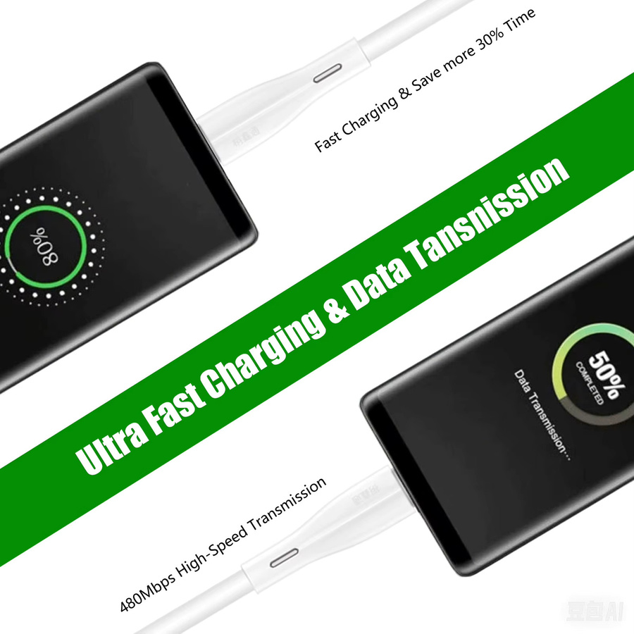 Tonsiny Micro-USB-Schnellladekabel für Android in Weiß, USB zu Micro-USB kompatibel mit Galaxy, Huawei, Moto und Tablet - Bild 3