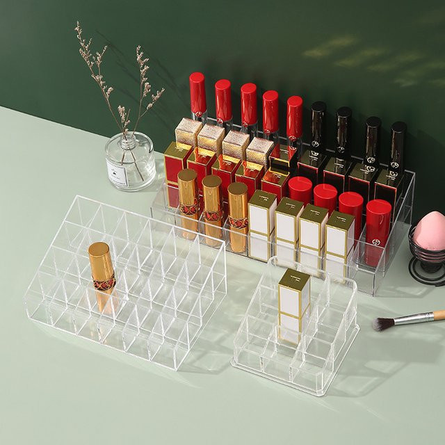 Transparente Lippenstift-Aufbewahrungsbox aus Acryl mit 24 Fächern als Make-up-Organizer und Kosmetik-Displayhalter für deinen Schminktisch - Bild 1
