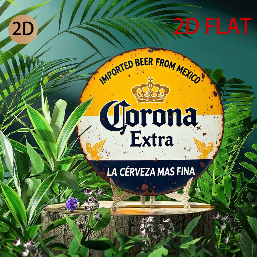 Corona Extra Vintage Metallwandkunst mit Krone und Flügel-Design in Blau und Gelb, B/H: 20 x 20 cm - Bild 4