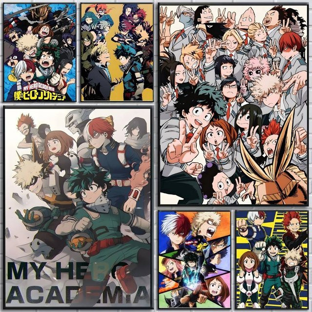 Selbstklebendes Cartoon-Poster My Hero Academia als Papierdruck in Mehrfarben für deine Wandgestaltung - Bild 1