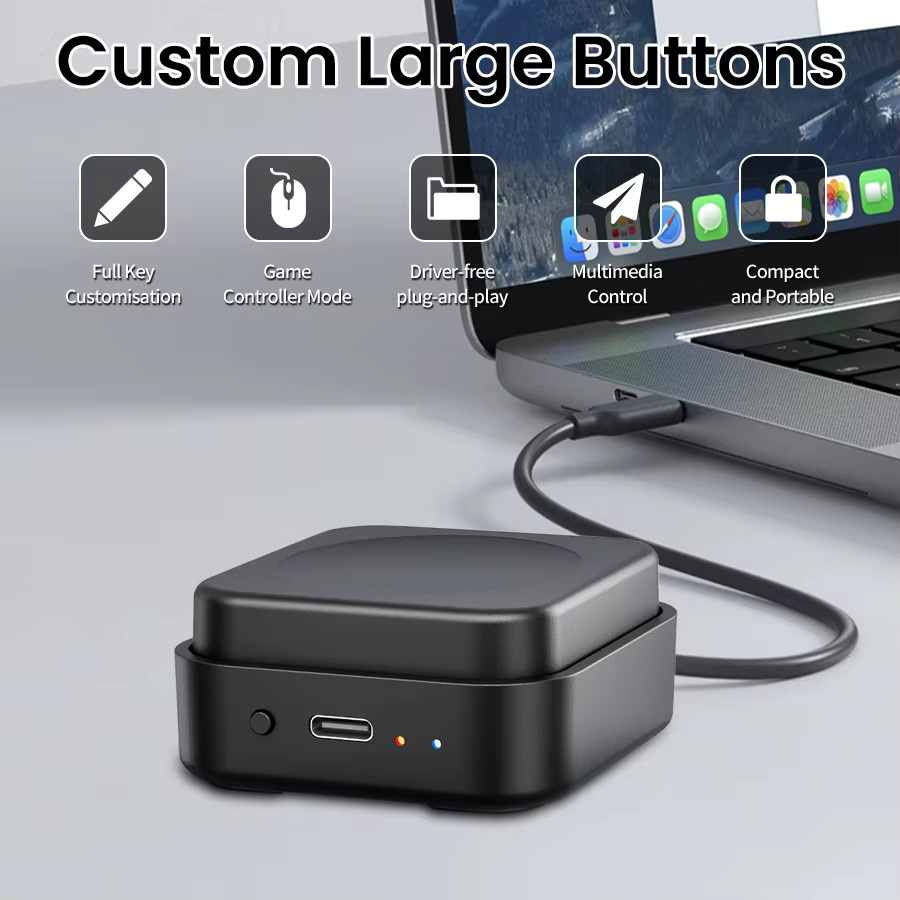 GGBEE Programmierbares Ein-Tasten-Makro-Pad in Schwarz mit Tri-Modus-Verbindung (Bluetooth, 2,4G und Kabelgebunden) für PC-Gamer - Bild 2
