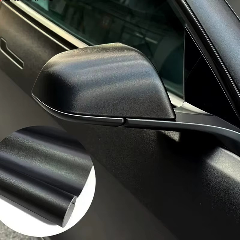KASDA Selbstklebende Vinylfolie in Schwarz mit gebürsteter Aluminium-Optik für DIY-Projekte an Autos, Motorrädern und Möbeln - Bild 3