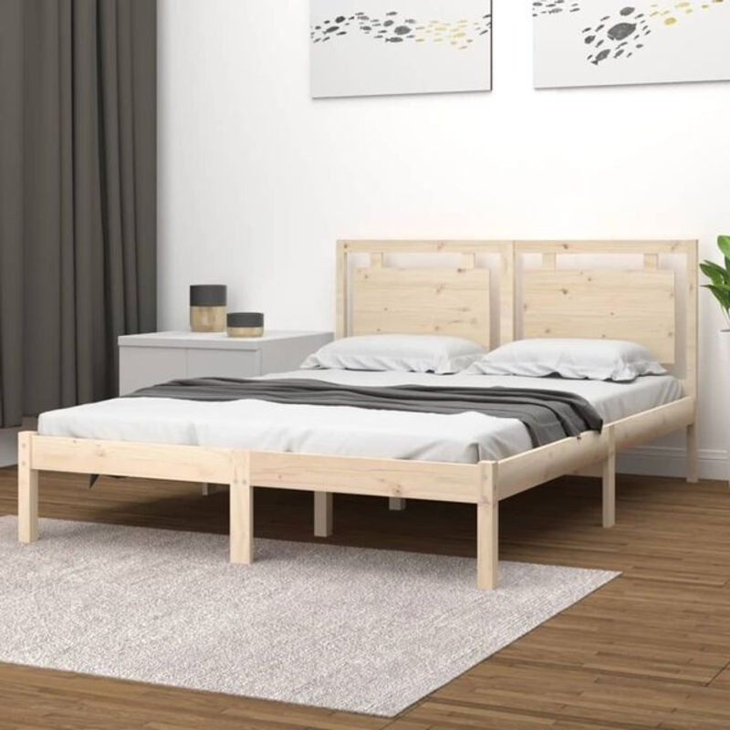 Massivholzbett Vidaxl aus Kiefer in Braun, Skandinavischer Stil, B/T: 200 x 200 cm - Bild 1