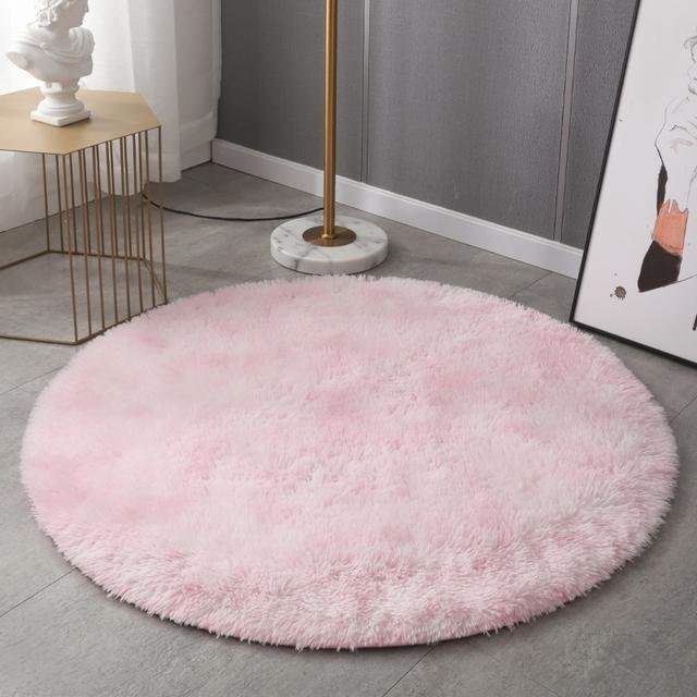Runder Plüschteppich von Yiran Furniture in Pink, weich und rutschfest, Durchmesser: 140 cm - Bild 1
