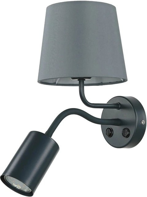 EASYLIGHT Wandlampe in Grau mit verstellbarem Lesearm aus Metall und Stoff, Höhe: 45 cm - Bild 1