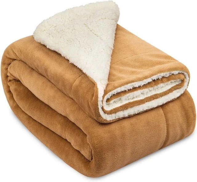Beautissu Alina Sherpa Decke aus Polyester in Beige/Weiß, B/B: 220 x 240 cm - Bild 1