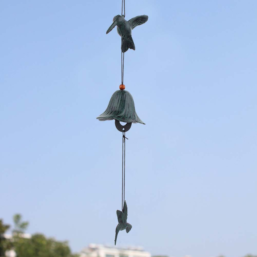 Metallenes Windspiel in Vogelform von mfySpace in Grün zum Aufhängen für Garten und Terrasse - Bild 4