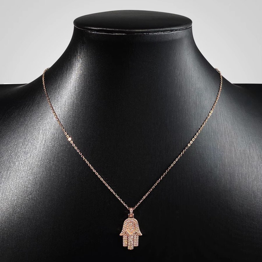 FEOBUR Hamsa Anhänger Halskette, 925 Silber, Moissanit, Unisex - Bild 5