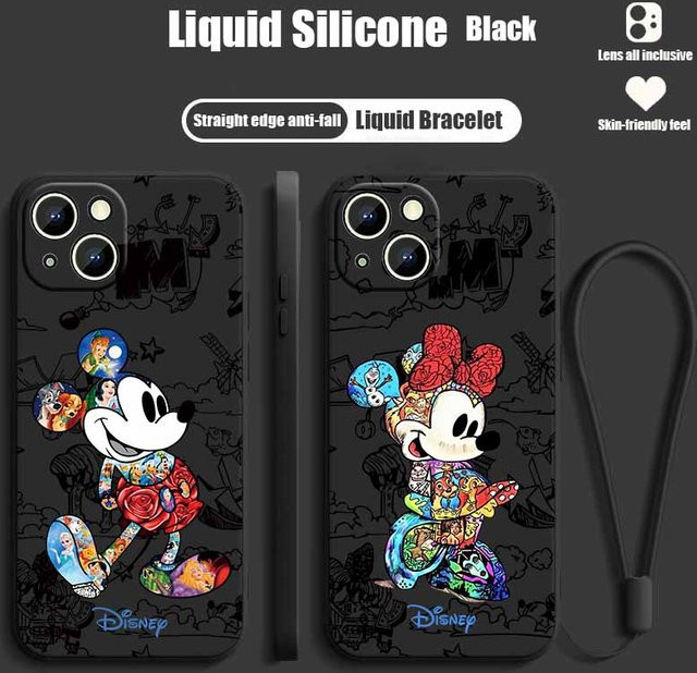 Mickey Mouse Handyhülle mit Faden für Apple iPhone 17 16 15 14 13 12 Pro Max Plus Mini - Bild 1