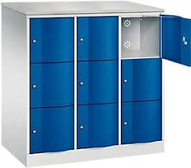 C+P Schließfachschrank Resisto mit 9 Fächern und 3 Abteilen, Stahl, Lichtgrau/Enzianblau, B/T/H: 114,8 x 64,0 x 125,5 cm - Bild 1