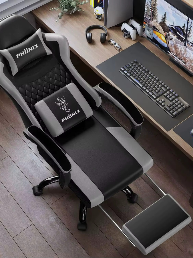 Hiazurm Gaming-Stuhl ergonomisch in Blau-Schwarz mit verstellbarer Kopfstütze, Lendenkissen und Armlehnen aus Kunstleder - Bild 6