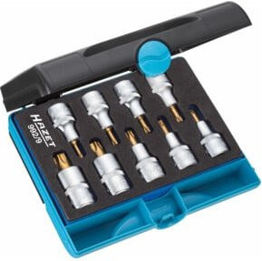 Hazet Schraubendreher-Steckschlüsseleinsatz-Satz TX 992/4 Vierkant hohl 12,5 mm (1/2 Zoll) mit Torx Profil T 20 bis T 60, 9-teilig - Bild 1