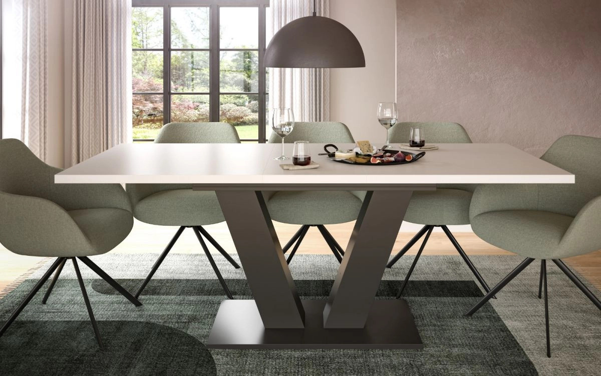 Ausziehbarer Esstisch Inn.Furn in Weiß und Grau, modern und rechteckig - Bild 4