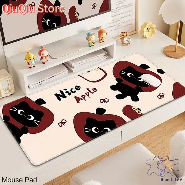 Potdemiel Mauspad Apple Cat Design rutschfest und verschleißfest für Zuhause und Büro - Bild 1