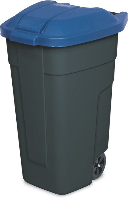 BRB Mülltonne Set mit Klappdeckel 100 Liter, 2 Stück, anthrazit/blau - Bild 1