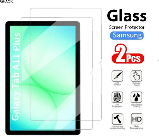 2 Stück Displayschutzfolie aus gehärtetem Glas für Samsung Galaxy Tab A11 8,7 Zoll und Galaxy Tab A11 Plus 11 Zoll SM-X230 X233 X236, transparent - Bild 1