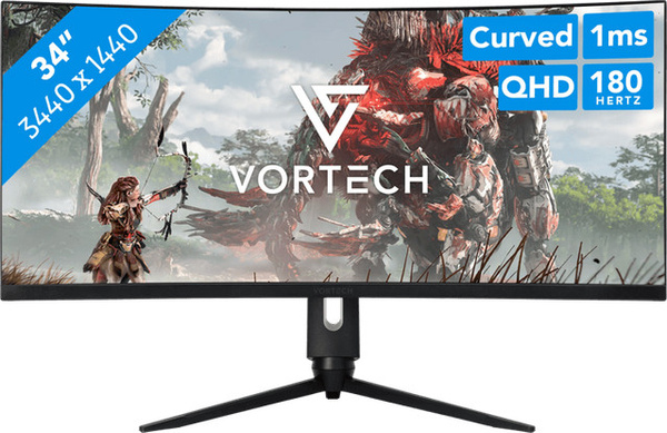 Vortech Pro 34 Zoll Curved Gaming Monitor mit Quad HD Auflösung in Schwarz