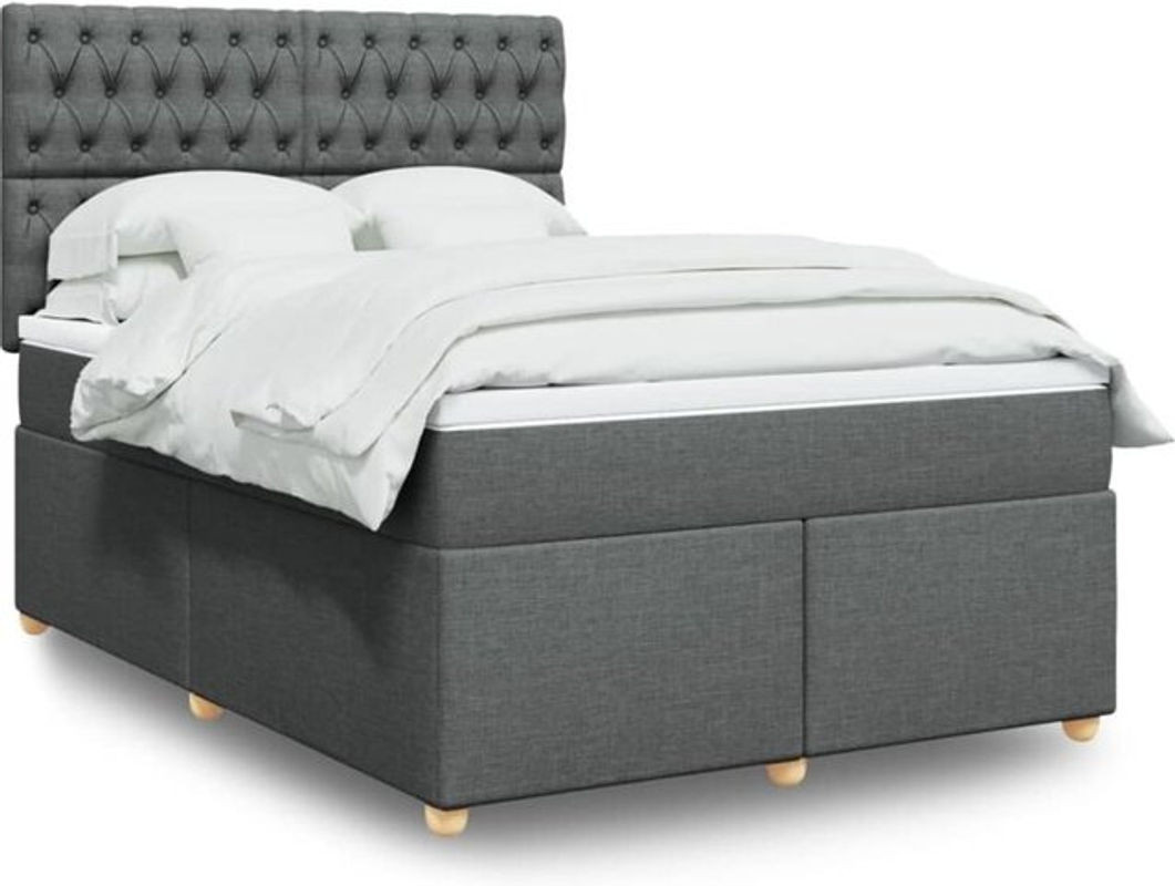Vidaxl Boxspringbett mit Matratze aus Stoff in Dunkelgrau, B/T/H: 140 x 200 cm - Bild 1