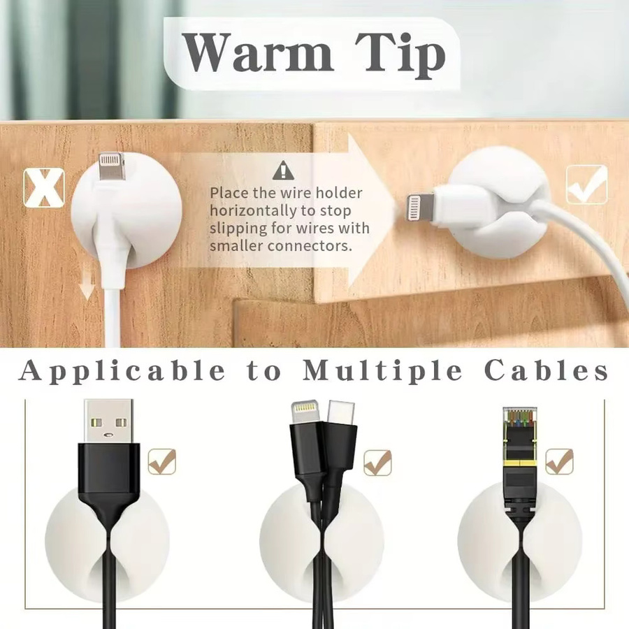 VIKEFON Gummi Mini Desktop Kabelhalter für USB Typ C Datenkabel in Weiß - Bild 6