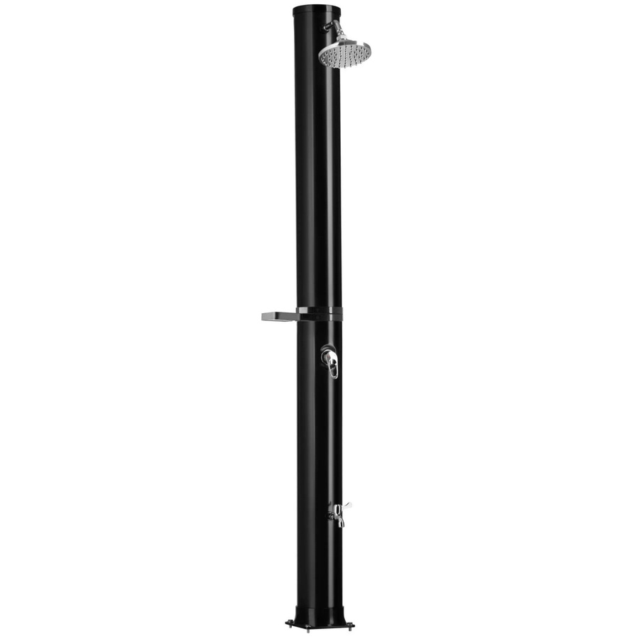 tectake Solardusche Orinoco Schwarz mit 40 Litern, Seifenablage, Regenduschkopf mit Kugelgelenk, extra Wasserhahn und Schutzhülle, H x B x T: 222 x 47,5 x 29 cm - Bild 3