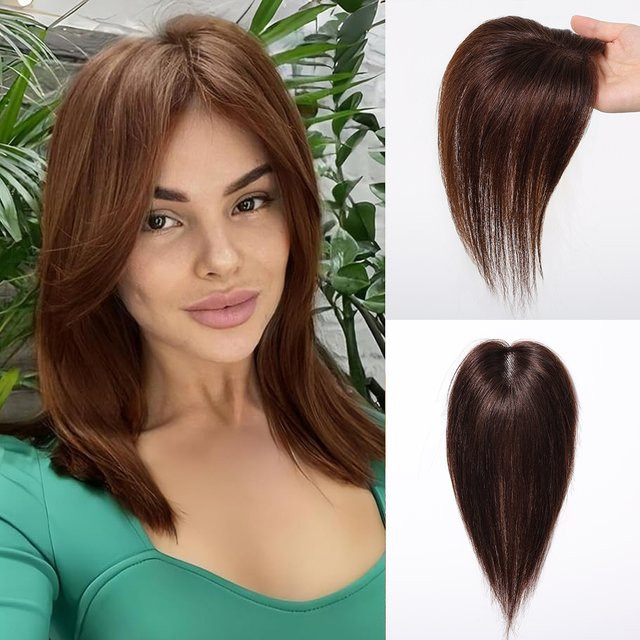HAIRCUBE Haaraufsatz Topper, Dunkelbraun, 25,4 cm, 100 % Remy-Echthaar, Damen - Bild 1