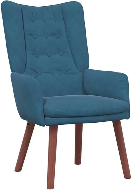 vidaXL Relaxsessel Blau aus Samt mit Armlehnen und Metallrahmen, B/T/H: 63 x 67 x 94 cm - Bild 1