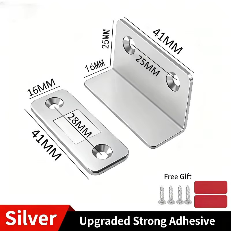 GUOFEI Magnetischer Türverschluss in Silber – Unsichtbare und bohrfreie Halterung für Schränke und Schiebetüren - Bild 4