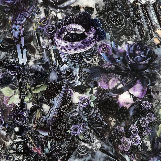 Charile Gothic Rose Aufkleber, schwarz, transparent, 10-teiliges Set - Bild 1
