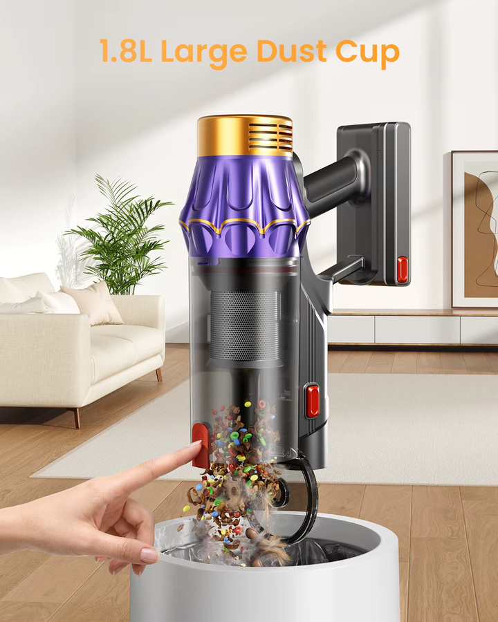 VAKERR M9/Y9 Kabelloser Staubsauger in Gold mit 850W Leistung, 85000PA Saugkraft und Smart-Display - Bild 4