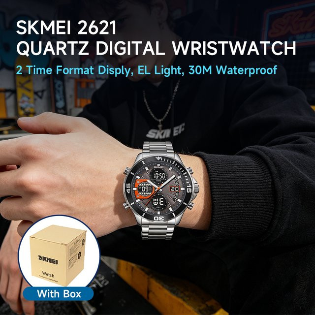 SKMEI Armbanduhr, Digitaluhr, Quarz, Edelstahl, Chronograph, Herren - Bild 1