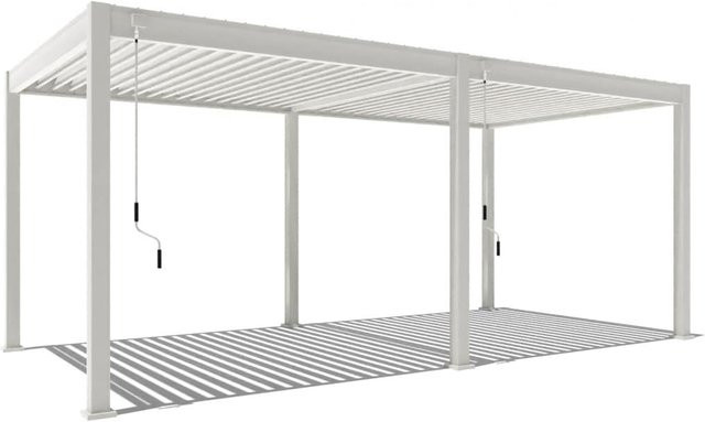 PergoLine Superior Pergola aus Aluminium in Weiß mit Kurbelbefestigung B: 600 cm, T: 300 cm, H: 255 cm - Bild 1