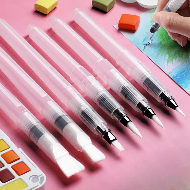 7 Stück Aquarell-Pinselstifte mit Wasserspeicherfunktion für Aquarellkunst und Bastelbedarf - Bild 1