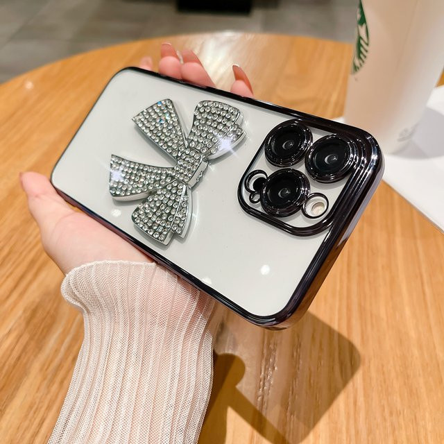 Caynes Stoßfeste Acryl Handyhülle mit Schleifen-Design für iPhone Modelle in Transparent oder Schwarz - Bild 1