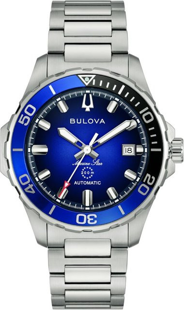 Bulova Herrenuhr Marine Star, Automatik, Edelstahl, 41 mm, Blau, 20 ATM - Bild 1