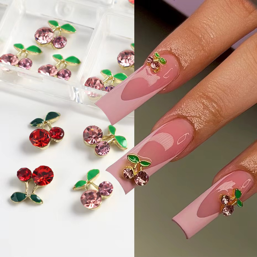 Kirsche Strass Nail Art Charms, Rot Rosa, Kristall Nagel Schmuck - Bild 2