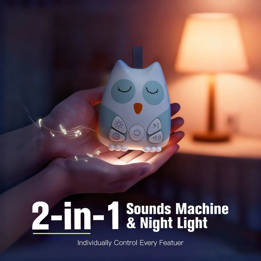 Tragbare Soundmaschine mit weißem Rauschen für Babys und Kleinkinder in Weiß mit Nachtlicht und Timer, wiederaufladbar - Bild 3