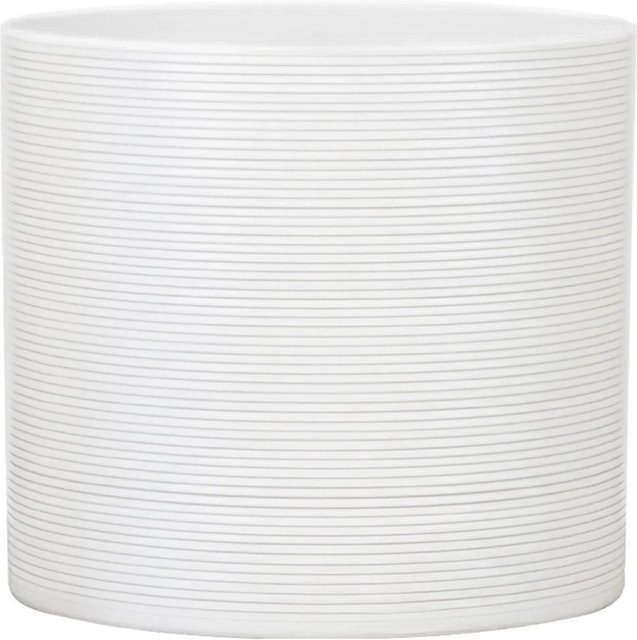 Scheurich Übertopf 828 Keramik Panna Weiß mit Querrillen, Durchmesser: 14 cm - Bild 1