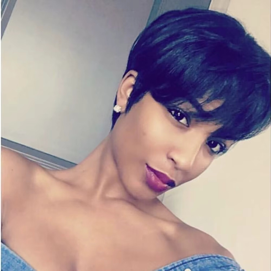 OYM HAIR Pixie-Schnitt Haarperücke, brasilianisches Echthaar, Schwarz, Damen - Bild 2