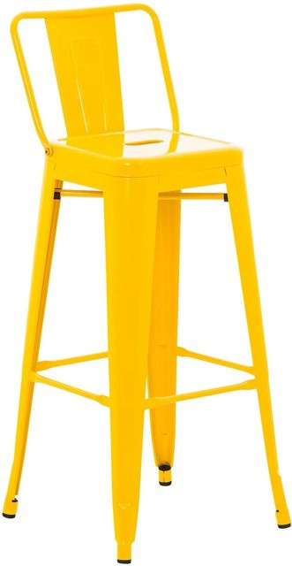 DELUKE Barhocker LEKEL Barstuhl aus Metall in Gelb mit Lehne, B/T/H: 44 x 43 x 96 cm - Bild 1