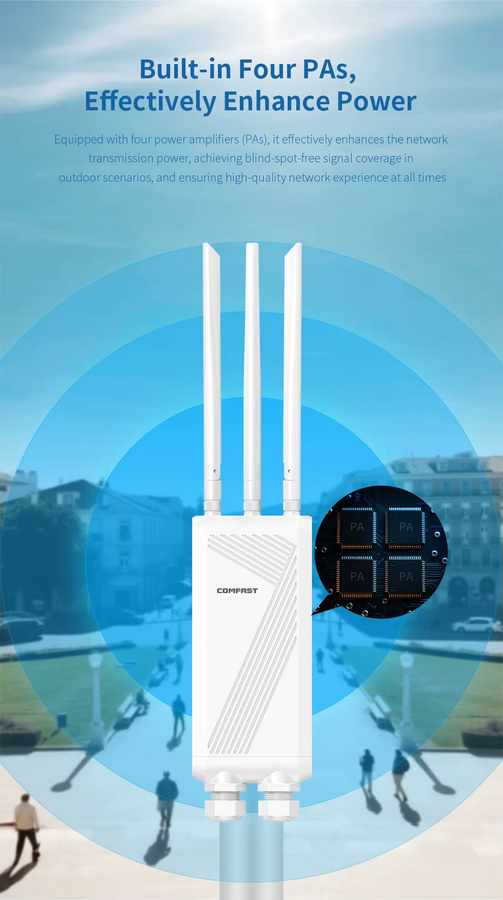COMFAST BE3600 WiFi 7 Outdoor Access Point Router, Dual-Band 2,4G/5,8G Langstrecken-Signalverstärker und kabelloser Repeater, Wasserdicht, Weiß - Bild 5