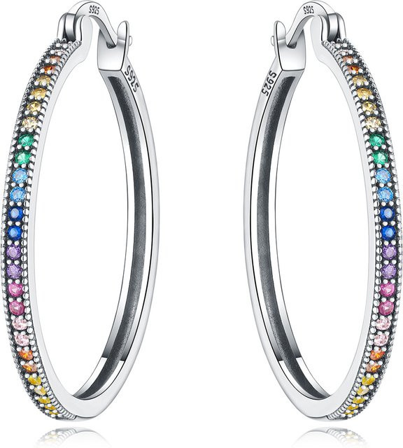 CYCUFF Creolen 925 Silber, Zirkonia, Regenbogen-Farbverlauf, Damen - Bild 1