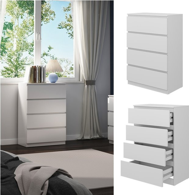 Vicco Kommode Calisto in Weiß mit 4 Schubfächern für dein Wohnzimmer, Breite: 70 cm, Höhe: 102 cm - Bild 1