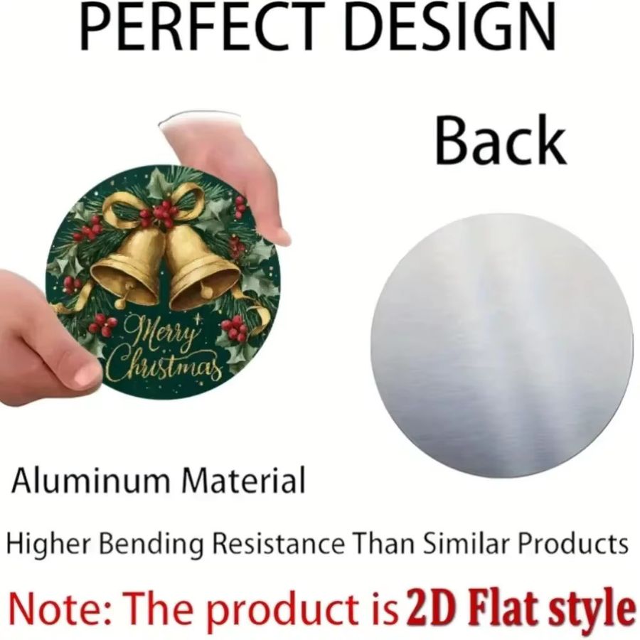 CIFBUY Vintage Weihnachtsglocke Wanddekoration aus Metall in Gold mit Merry Christmas Motiv, Rund, B: 20 cm, H: 20 cm, T: 1 cm - Bild 2